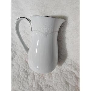 Noritake Whitebrook Floral Creamer Pitcher Japan 6441 4.5" White Flowers Decor